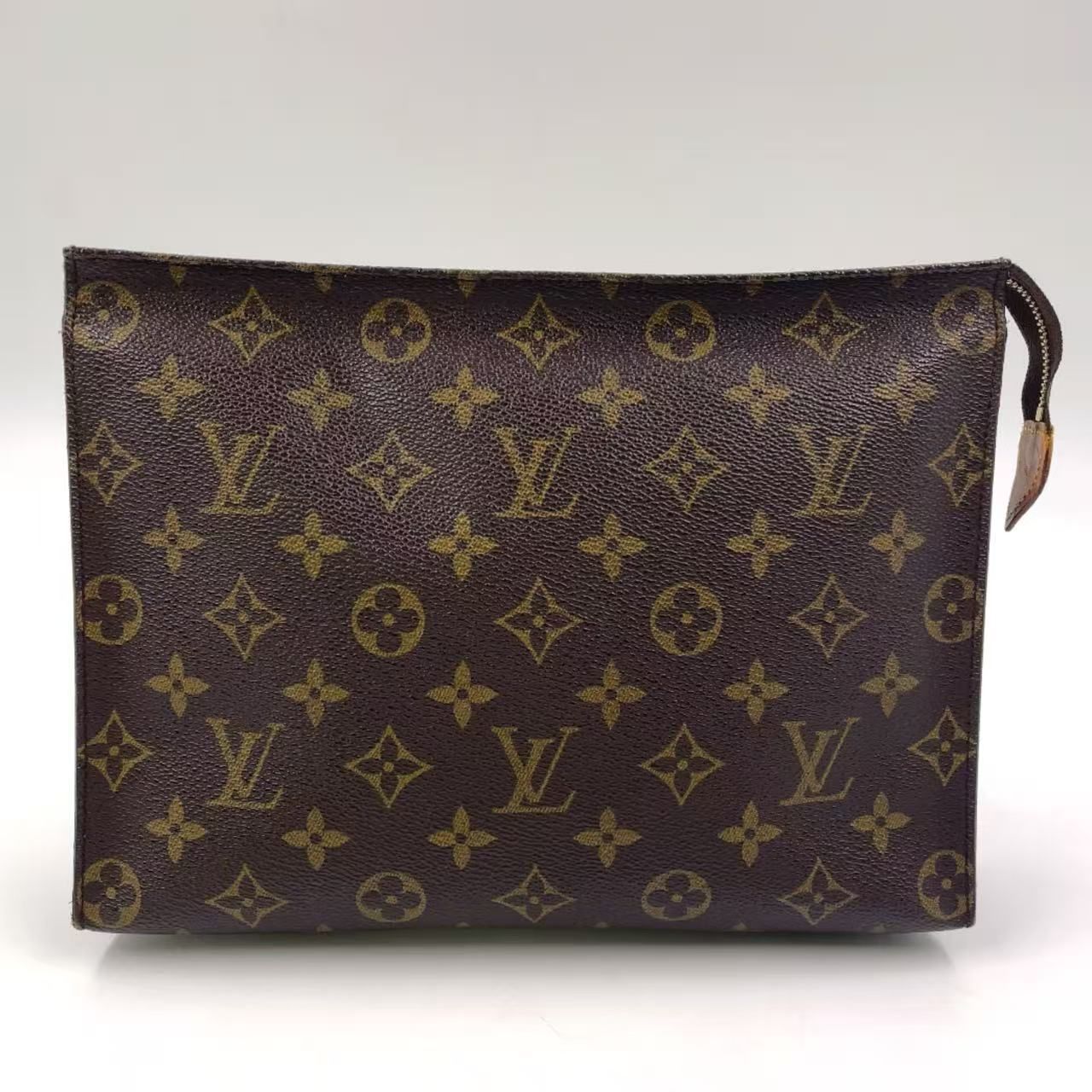 LOUIS VUITTON ポッシュトワレット26 モノグラム モノグラム 生産番号不明 レザー×PVC ブラウン クラッチバッグ ゴールド M47542