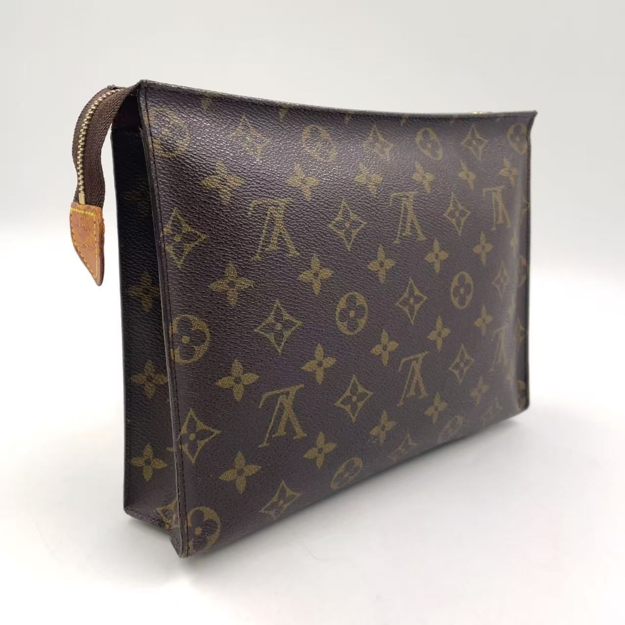 LOUIS VUITTON ポッシュトワレット26 モノグラム モノグラム 生産番号不明 レザー×PVC ブラウン クラッチバッグ ゴールド M47542