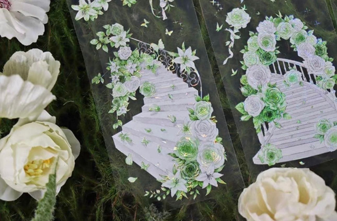 贝壳光 花梯 6cm×5m 海外マスキングテープ　海外マステ　階段 贝壳光 花梯 6cm×5m 100cm/loop 海外マスキングテープ 海外マステ 階段