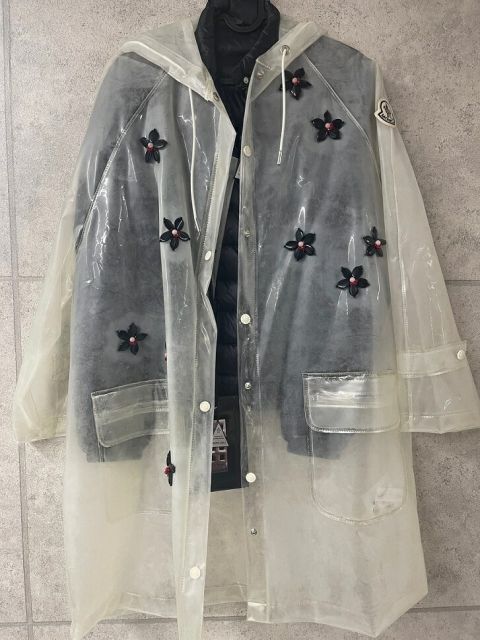 MONCLER モンクレール GENIUS SIMONE ROCHA シモーネロシャ SNOWDROP スノードロップ レディース 2019SS 春夏 花装飾レインコート レインウェア パーカー 001 透明 雨具 ジーニアス サイズ1 経年によるクスミや