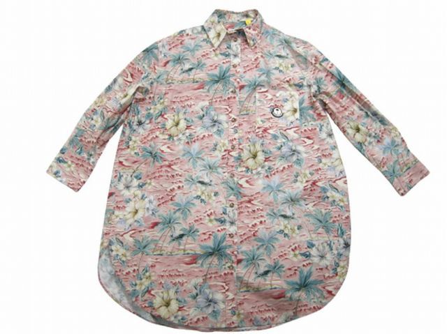 MONCLER モンクレール GENIUS ジーニアス 8 PALM ANGELS パームエンジェルス CAMICIA ロングシャツ シャツワンピース オーバーサイズドシャツ レディース 花柄 フラワー アロハ 2021-2025AW 秋冬 520 ピンク系