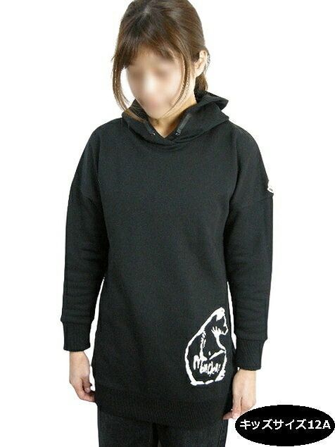 MONCLER モンクレール ABITO オーバーサイズド ロングスウェットパーカー フードパーカー トレーナー スエット スウェットワンピース キッズサイズ12A 大人着用可 KIDS 子供 2020-2021AW 秋冬 999 ブラック 黒 キッズサイズ