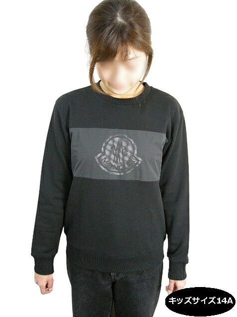 MONCLER|モンクレール|MAGLIA GIROCOLLO|メッシュロゴ スウェット|スウェットシャツ|スエット|トレーナー|クルーネック|キッズサイズ14A 大人着用可 KIDS|子供|2020-2021AW|秋冬|999|ブラック|黒|キッズサイズ1