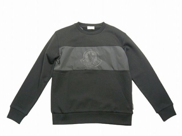 MONCLER モンクレール MAGLIA メッシュロゴ スウェット スウェットシャツ スエット トレーナー クルーネック キッズサイズ14 A 大人着用可 KIDS 子供 2020-2021 AW 秋冬 999 ブラック 黒 キッズサイズ1