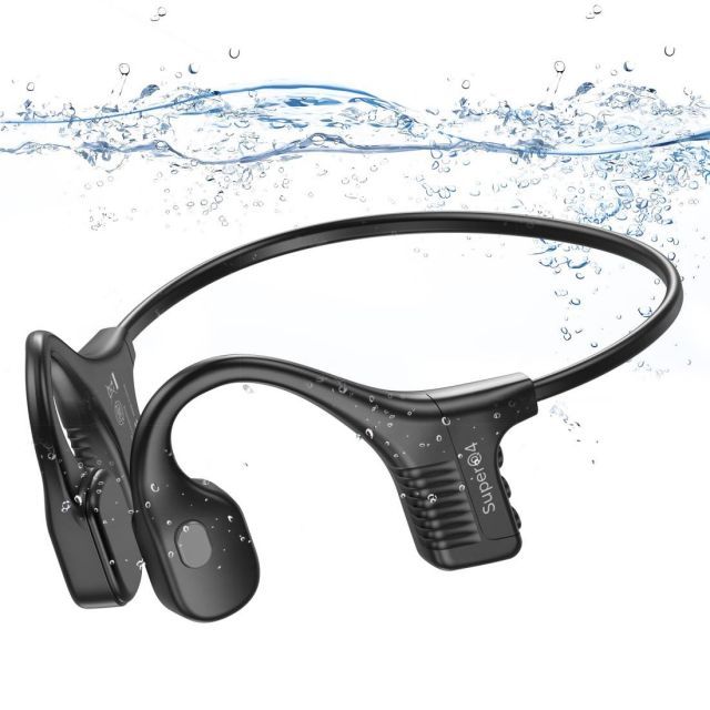 【送料無料】水泳 イヤホン 骨伝導 IP68防水 耳を塞がない オープンイヤーヘッドフォン ワイヤレスイヤホン マイク付き Bluetooth ＆ MP3 モード 32GBメモリー こつでんどうヘッドホン 28ｇ軽量 8時間連続再生 急速充電 最大8000曲