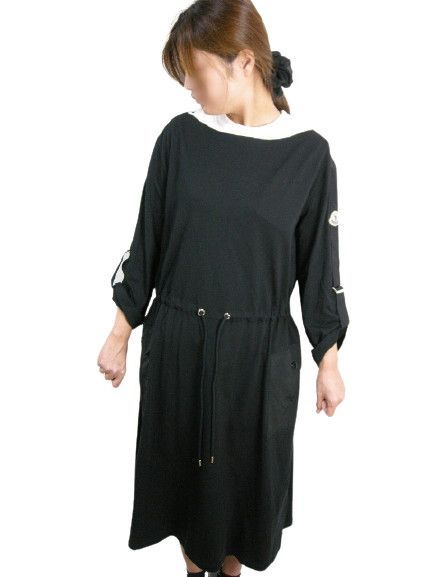 MONCLER モンクレール ABITO アビト コットンワンピース コットンドレス チュニック ドレス レディース 2021SS 春夏 999 ブラック 黒 サイズS ゆったりめ 8I72900-829HP