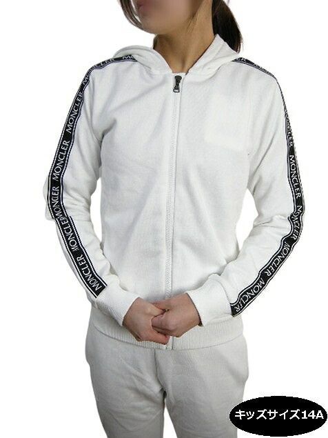 MONCLER|モンクレール|COMPLETO MAGLIA|上下セットアップ|SET UP|スリーブロゴ スウェットパーカー|スウェットパンツ|トラックスーツ|キッズサイズ14A 大人着用可 KIDS|子供|2020-2021AW|秋冬|002|ホワイト|