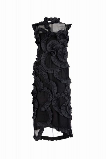 MONCLER モンクレール GENIUS SIMONE ROCHA シモーネロシャ フリル付きシルクワンピース シルクドレス レディース 2019SS 春夏 999 ブラック ジーニアス 68113-02-549YZ サイズ40 42