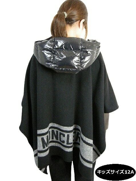 MONCLER|モンクレール|MANTELLA|マンテラ|リアン|ダウン入りフード付きウールニットポンチョ|ケープ|ガウン|マント|キッズサイズ12A 大人着用可 KIDS|子供|2021-2025AW|秋冬|990|ブラック|黒|キッズサイズ12A レデ