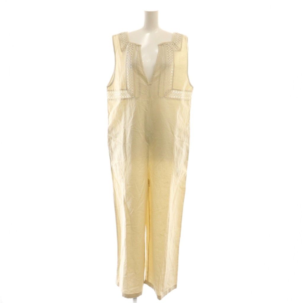 ヌキテパ NE QUITTEZ PAS! 24AW Vネックサロペットオールインワン レース リネン M ベージュ CX OS SH