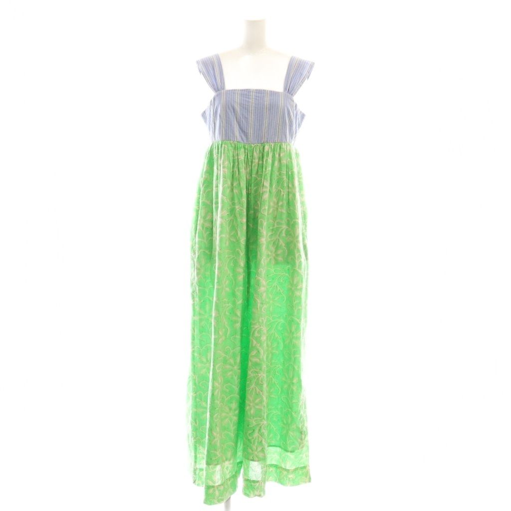 ヌキテパ NE QUITTEZ PAS! 24SS ドッキングオールインワン サロペット 総柄 水色 緑 ベージュ CX OS SH