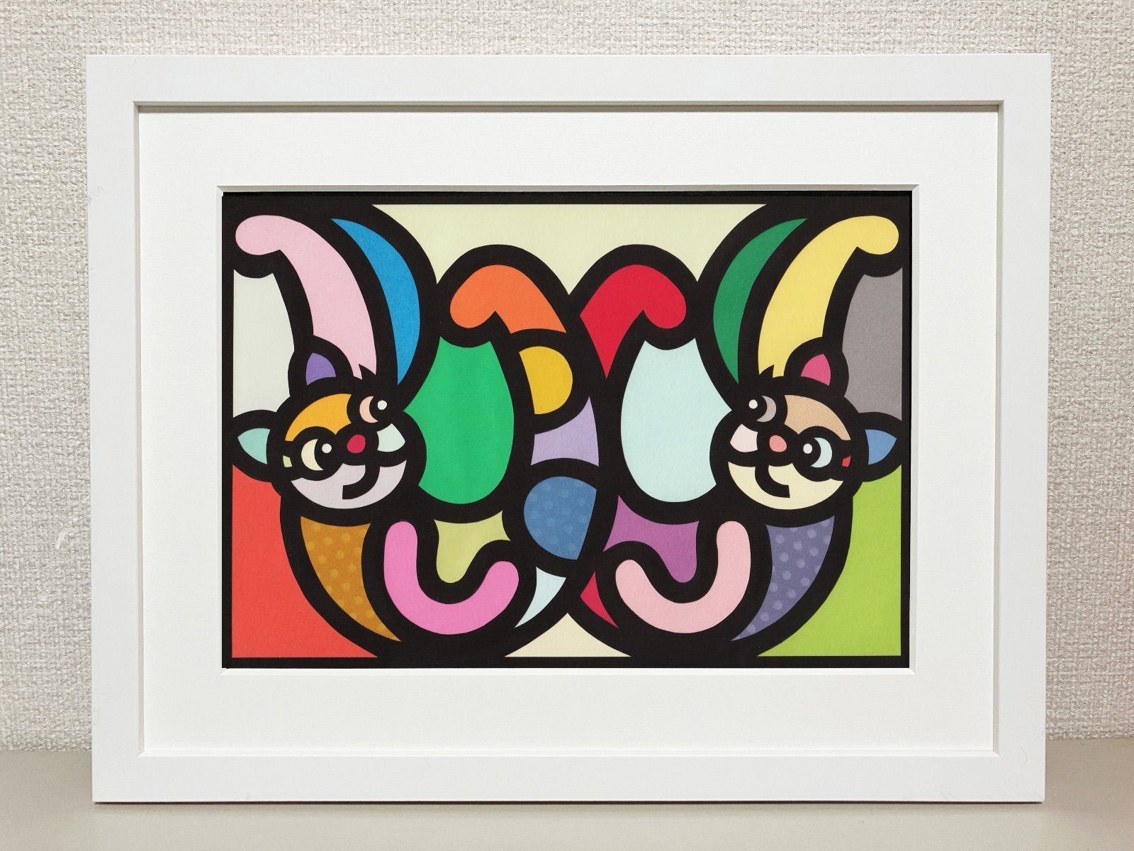 A4サイズ 188-1 Cat Alphabet - W” 2025 Original art work on paper cutting with collage