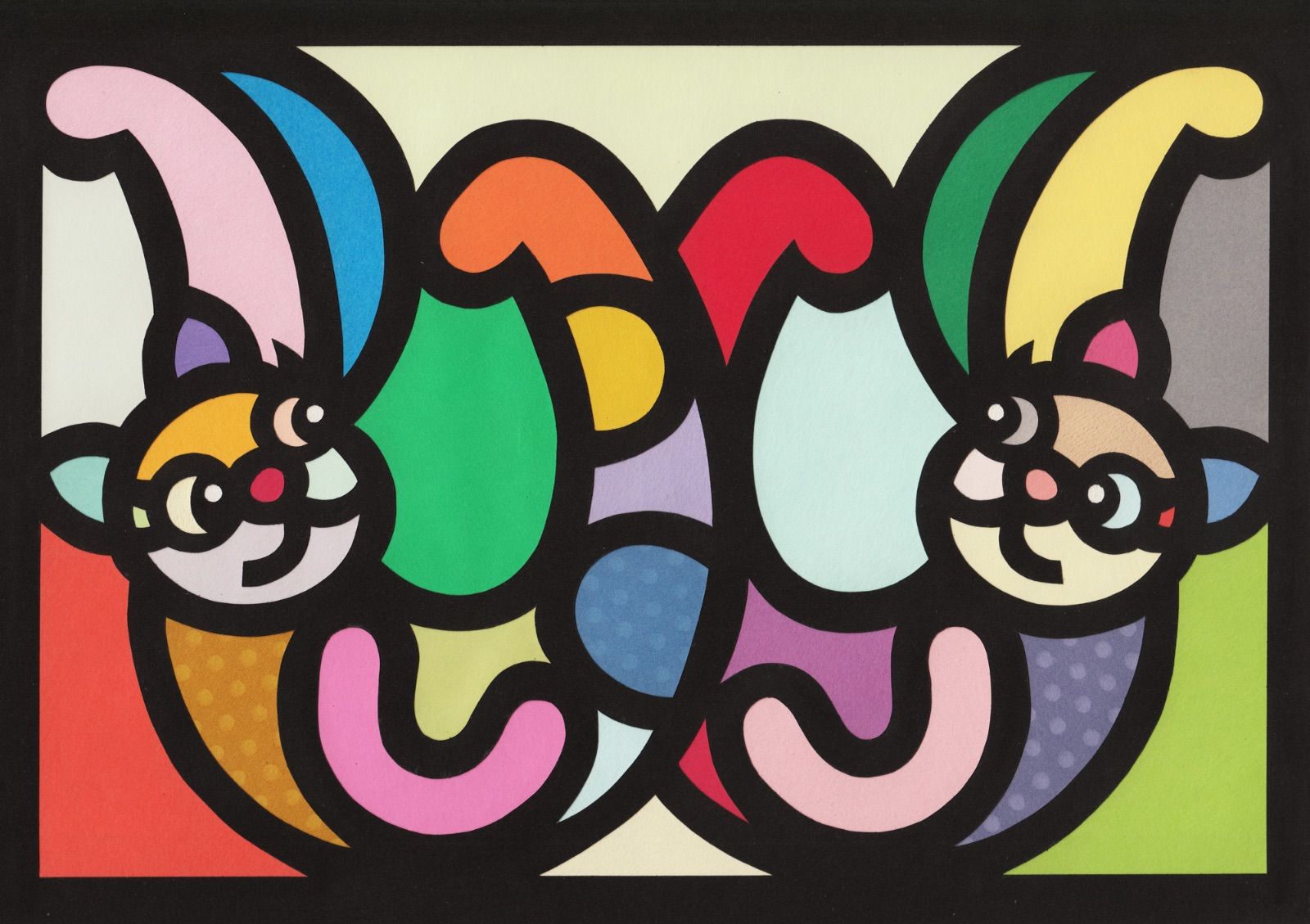 A4サイズ 188-1 Cat Alphabet - W 2025 Original art work on paper cutting with collage