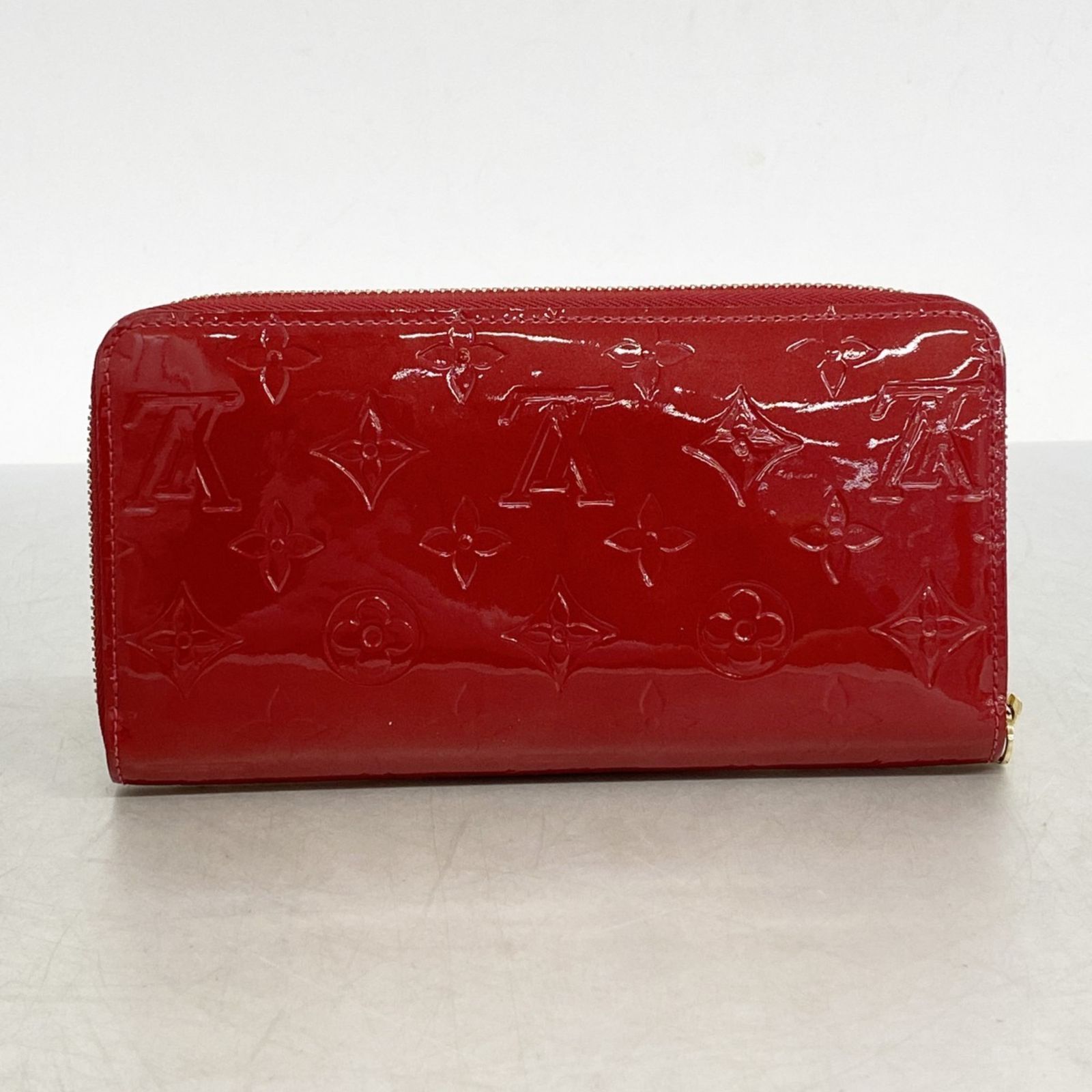 1円 LOUIS VUITTON ルイヴィトン M91732 モノグラムヴェルニ ジッピーウォレット ラウンドファスナー 長財布 ウォレット レッド系 FI1001