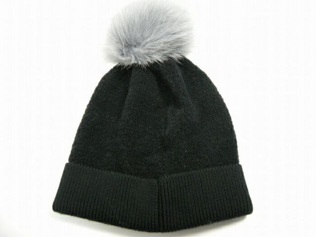 MONCLER|モンクレール|ブルーFOXファー付きボンボンニットキャップ|ぽんぽん付き|ポンポン付き|ガール|キッズ|レディース|2018-2019AW|秋冬|CAP|ニット帽子|999|ブラック黒|778|ダークネイビー系|イタリア製|ぼ