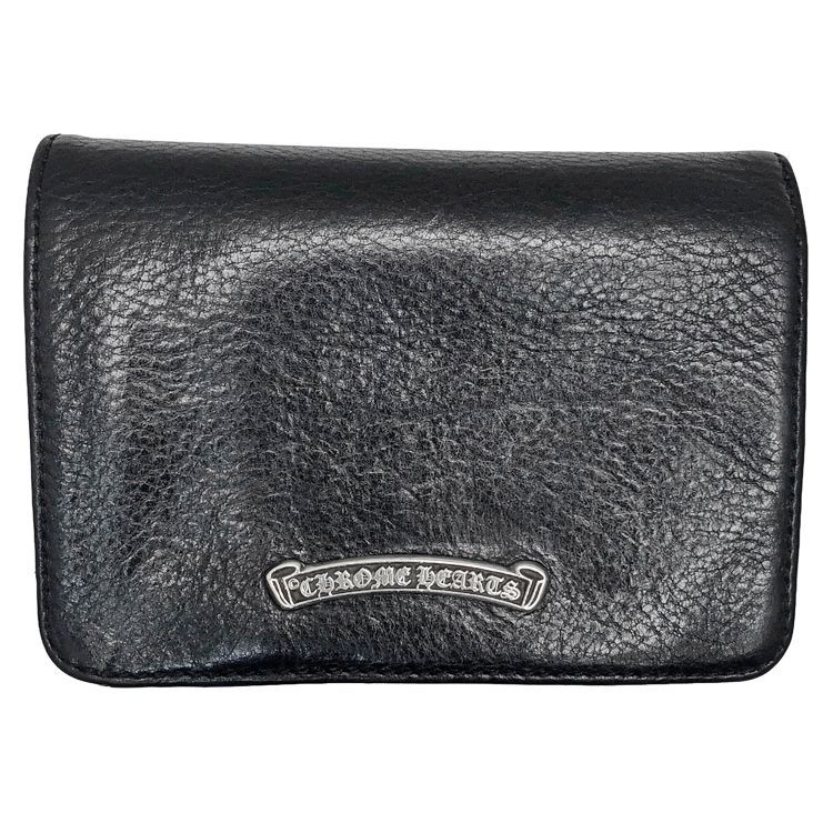 Chrome Hearts クロムハーツ JOEY ジョーイ レザー コンパクト ウォレット 2つ折り財布 レザー ブラック SV925 ダガーチャームジップ