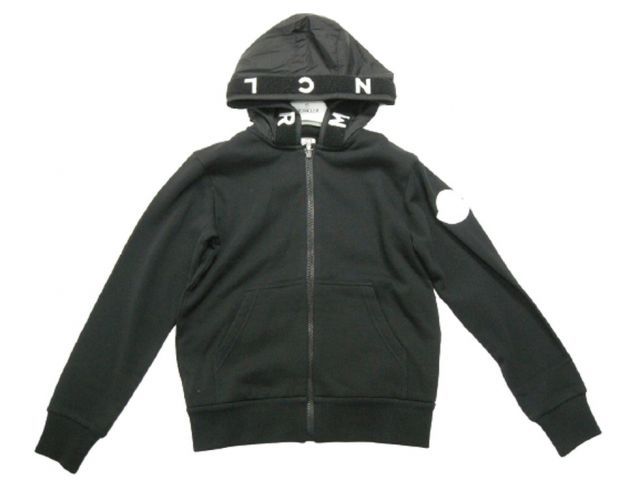 MONCLER モンクレール フードロゴ スウェットパーカー フーディー キッズサイズ8A 10A 8才-10才サイズ 2020-2021AW 秋冬 スエット トレーナー 999 ブラック 黒 KIDS 子供 8G727-20-809B3
