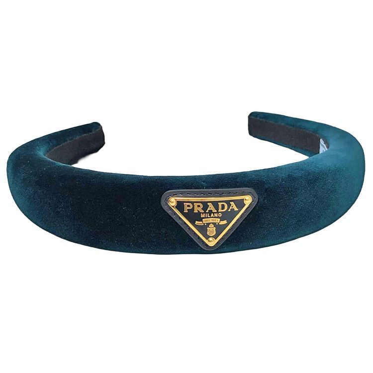 プラダ PRADA トライアングルロゴ 三角ロゴ プレート ヘッドバンド