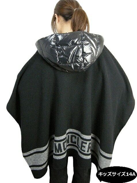 MONCLER|モンクレール|MANTELLA|マンテラ|リアン|ダウン入りフード付きウールニットポンチョ|ケープ|ガウン|マント|キッズサイズ14A 大人着用可 KIDS|子供|2021-2025AW|秋冬|990|ブラック|黒|キッズサイズ14A レデ