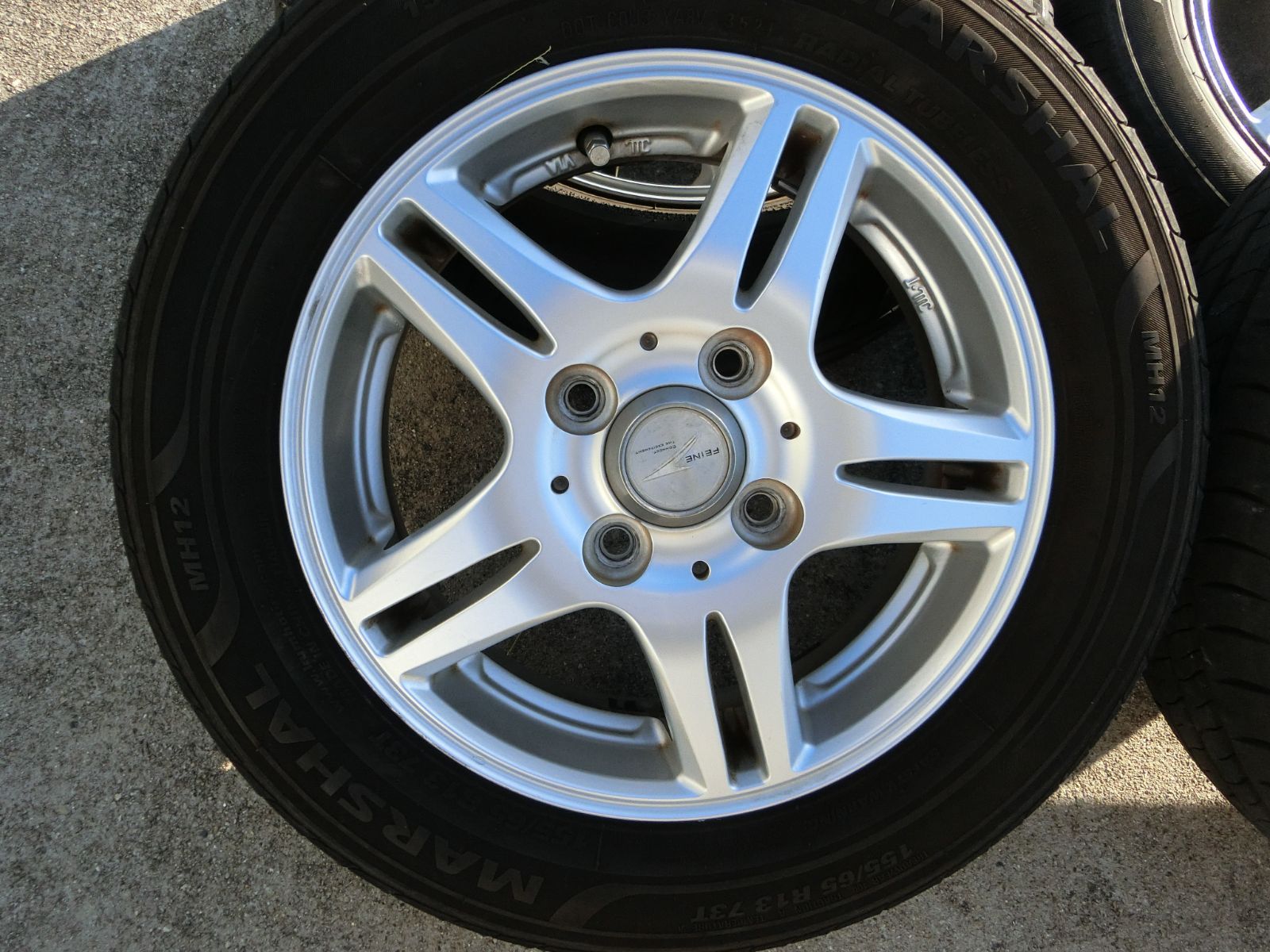 874 FEINE 13インチ アルミホイール 13×4.0B 42 PCD100 ハブ径 約67mm 4穴 4本セット 155|65R13 ゼスト 外し