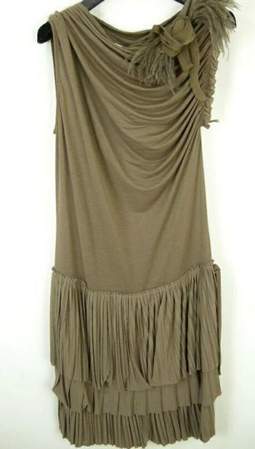 レディース SCERVINO Street シェルビーノストリート ファー装飾付き豪華ドレス ブラウン サイズ40 ドレス