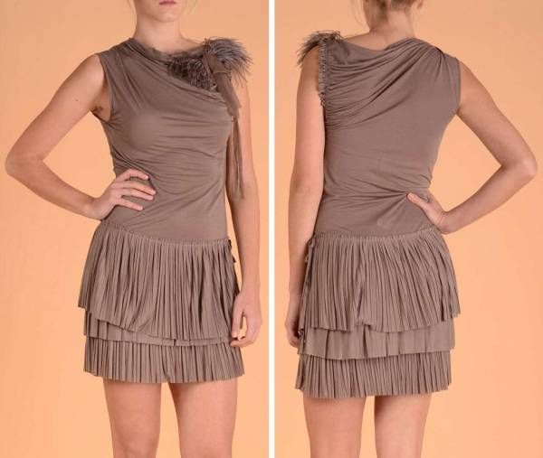 レディース SCERVINO Street シェルビーノストリート ファー装飾付き豪華ドレス ブラウン サイズ40 ドレス