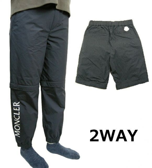 MONCLER モンクレール PANTALONE SPORTIVO 2WAYナイロンパンツ ショーツ ショートパンツ 短パン トラックパンツ キッズサイズ12A 大人着用可 KIDS 子供 2025SS 春夏 74S ダークネイビー系 ナイトブルー キッズ
