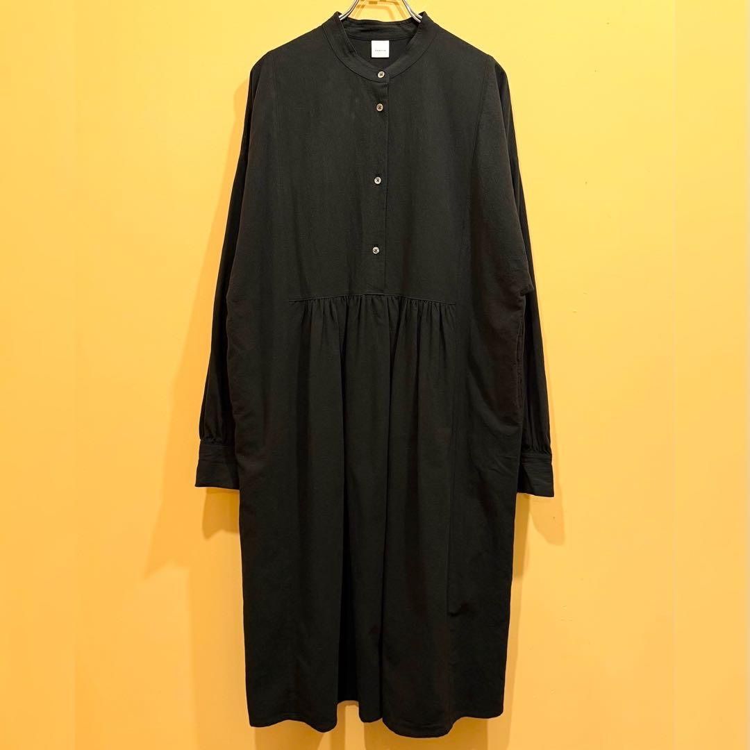かぐれ コットンギャザーワンピース ブラック 1