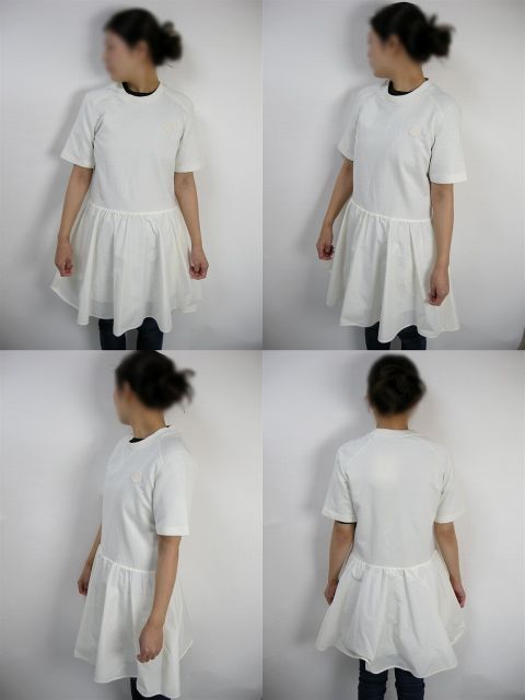 MONCLER モンクレール ABITO CORTO フリルワンピース フリルドレス ロングTシャツ コットンドレス LONG TEE DRESS レディース 2025SS 春夏 034ホワイト系 白 WHITE サイズXS S M 8I00019-89A DECORATOM_COM_BR
