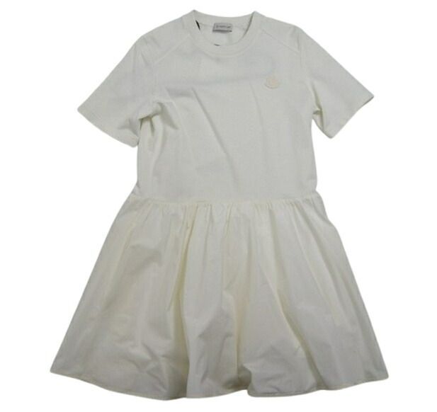 MONCLER モンクレール ABITO CORTO フリルワンピース フリルドレス ロングTシャツ コットンドレス LONG TEE DRESS レディース 2025SS 春夏 034ホワイト系 白 WHITE サイズXS S M 8I00019-89A