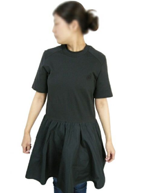 MONCLER|モンクレール|ABITO CORTO|フリルワンピース|フリルドレス|ロングTシャツ|コットンドレス|LONG TEE|DRESS|レディース|2025SS|春夏|999|ブラック|BLACK|黒|サイズS 日本女性サイズM相当 8I0