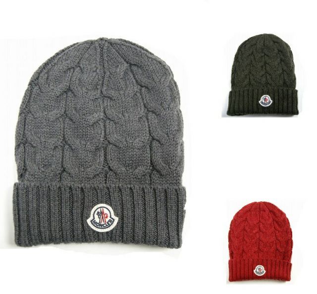 MONCLER モンクレール ロゴワッペン付きケーブル編みニットキャップ ガール キッズ 大人もOK レディース 2018-2019秋冬 AW CAP ニット帽 帽子 ビーニー 998 ダークグレー系 886 ダークカーキ 421 ダークレッド イタリア製