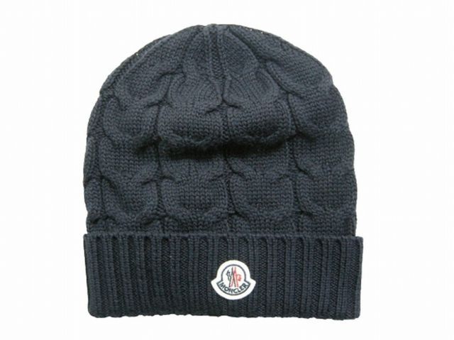 大人も着用OK キッズサイズ MONCLER モンクレール BERRETTO ロゴワッペン付きケーブル編みニットキャップ CAP ニット帽 帽子 ビーニー KIDS ガール レディース 2020-2021AW 秋冬 778 ダークネイビー系 イタリア製 9