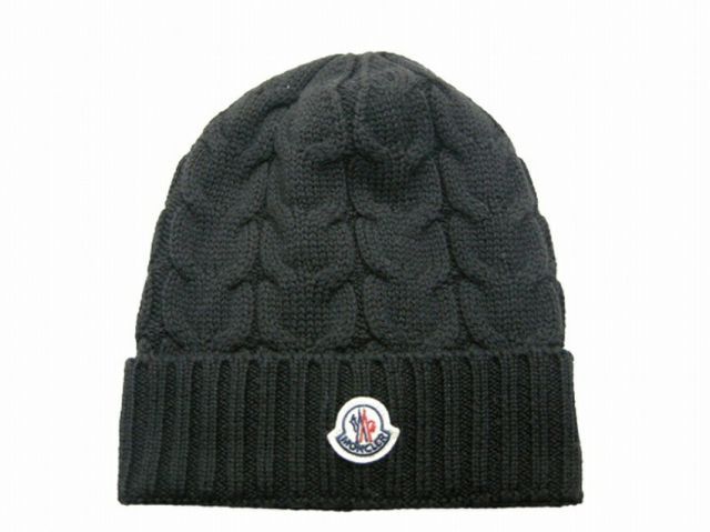 大人も着用OK キッズサイズ MONCLER モンクレール ロゴワッペン付きケーブル編みニットキャップ CAP ニット帽 帽子 ビーニー KIDS ガール レディース 2020-2021 AW 秋冬 999 ブラック 黒 イタリア製 954