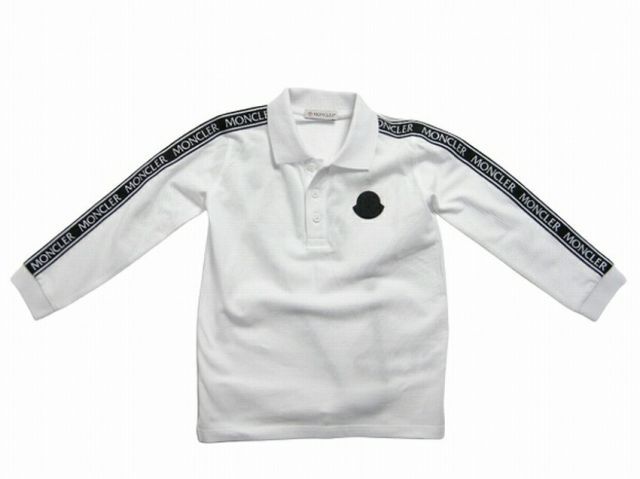 MONCLER モンクレール MAGLIA POLO MANICA L スリーブロゴ長袖ポロシャツ 鹿の子長袖TシャツロンT 長袖カットソー ベビーサイズ12 18 18 24 2A キッズ3A 1才-3才サイズ 2020-2021AW 秋冬 002 ホワイ