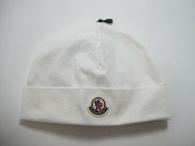 MONCLER モンクレール キッズサイズ KIDS キッズ ボーイ ガール 子供 ベビー ベイビー 赤ちゃん 出産祝い 2018 SS 春夏 ロゴワッペン付コットンニットキャップ ワッチキャップ CAP 帽子 ダークネイビー ホワイト
