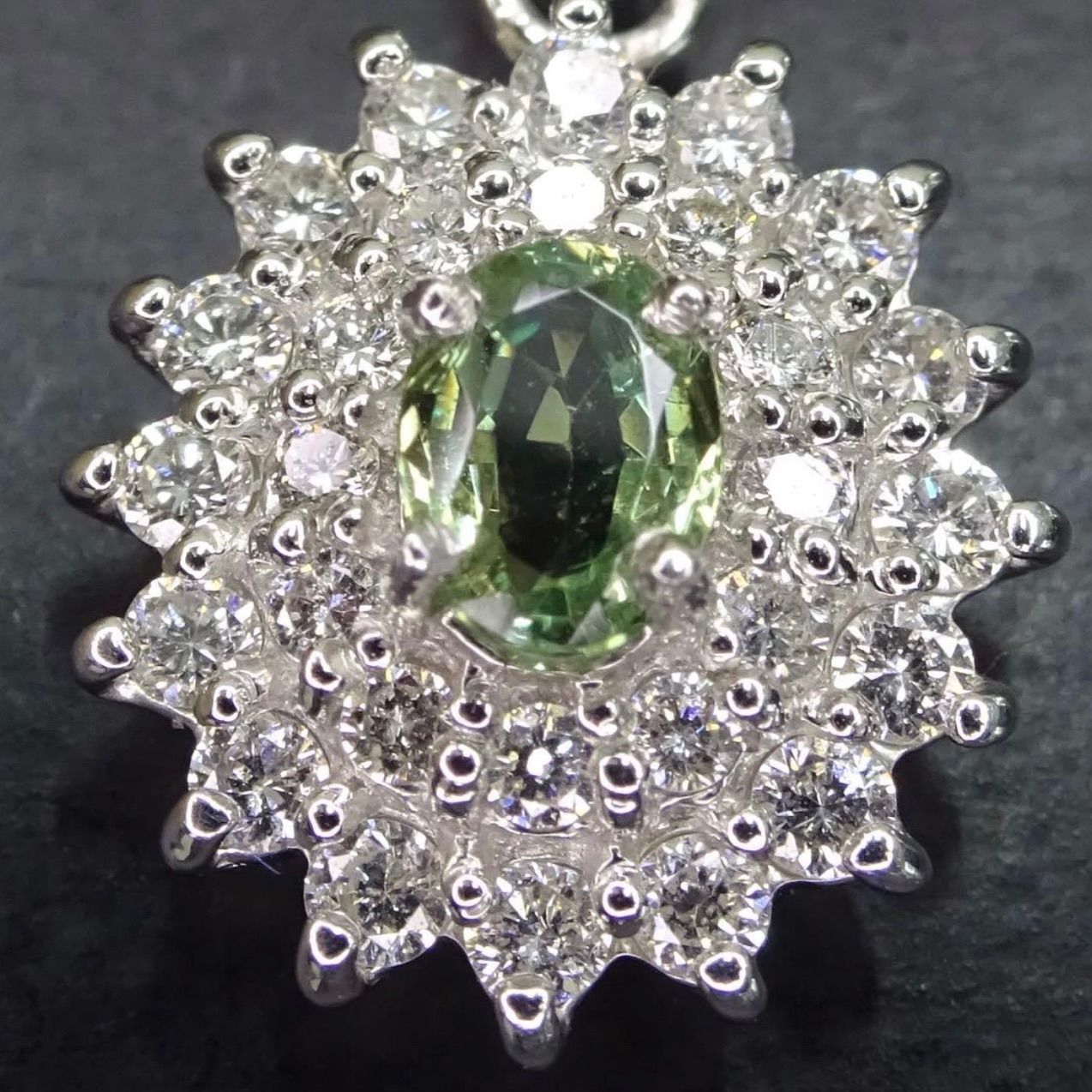プラチナ pt850 ジュエリーマキ 天然クリソベリル0.24ct 天然 