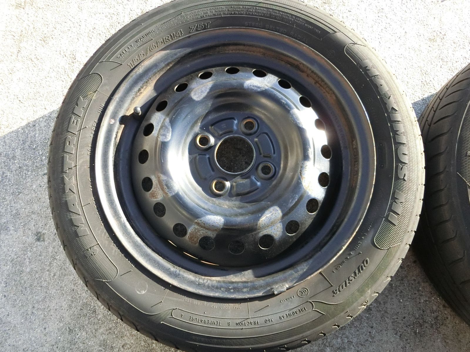 876 14インチ スチールホイール 14×4.5J PCD100 ハブ径 約54mm 4穴 4本セット 155|65R14 2025年製 ダイハツ ムーヴ 外し FFCRYSTALESIA_COM