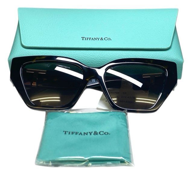 未使用 ティファニー サングラス ティファニーT デコ キャットアイ Tiffany & Co. TF4218 Tモチーフ べっ甲柄 ブラウン 茶色 べっ甲調 TI 未使用 ティファニー サングラス ティファニーT デコ キャットアイ