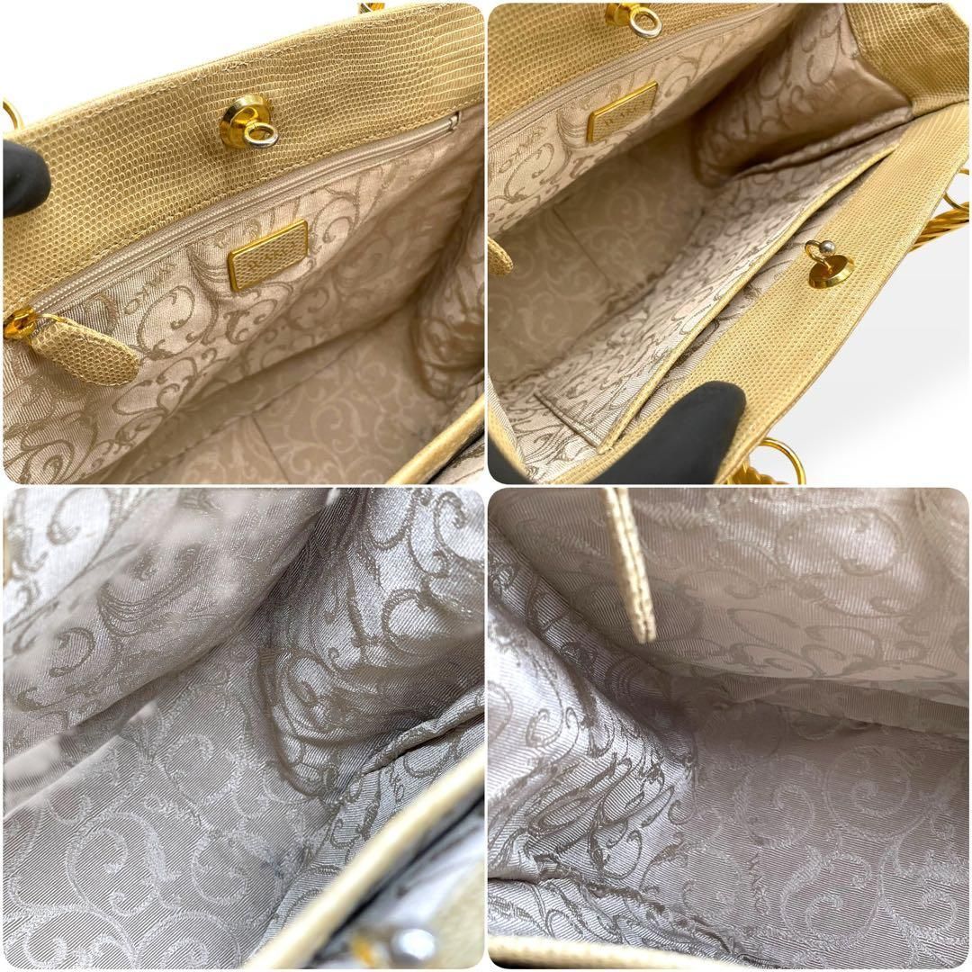 美品 WAKO 銀座和光 フォーマル ハンドバッグ ゴールドハンドル レザー