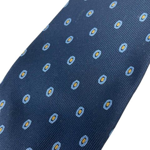 プラダ PRADA ネクタイ ワイドタイ 総柄 絹 シルク 紺 ネイビー ライト
