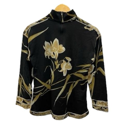 レオナール LEONARD 長袖 カットソー 長袖 花柄 日本製 ロゴ 絹混 LL 黒 ブラック ベージュ