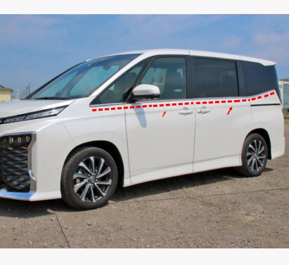 送料無料 トヨタのVOXY NOAH 90系22種改造降車窓ガラスステンレス装飾光沢バーに適用