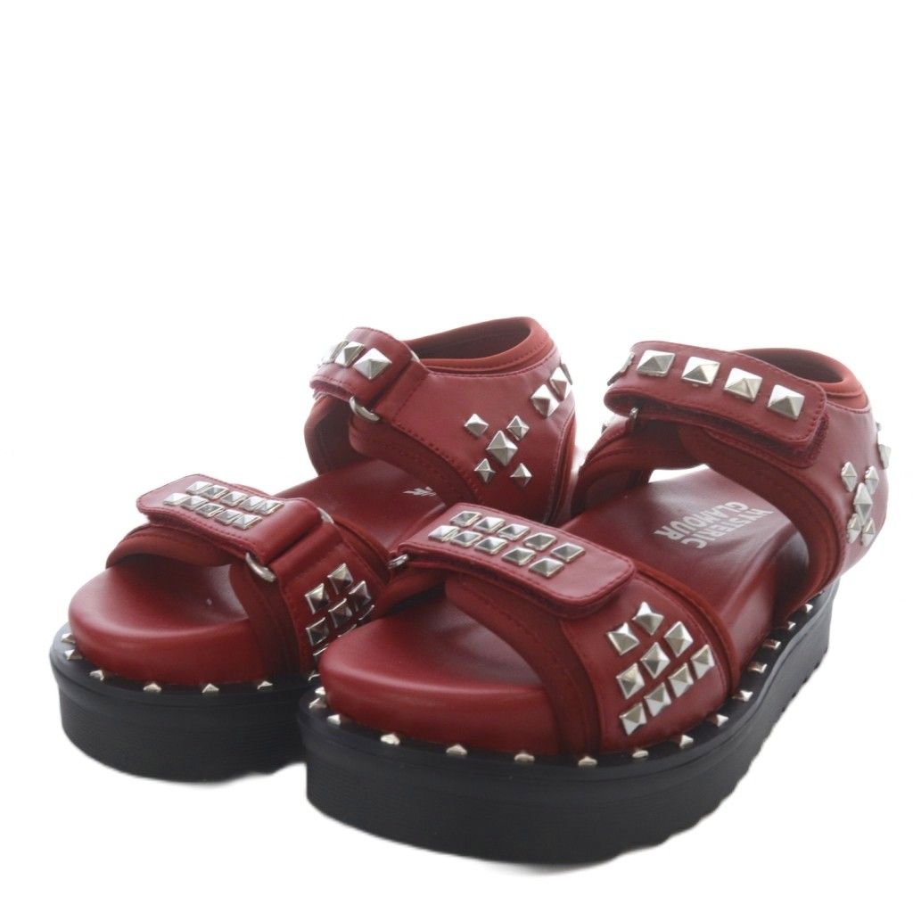 ヒステリックグラマー GLAMOUR スタッズフットベットサンダル スポーツ ベルクロ プラットフォーム 23 cm レッド YO 1