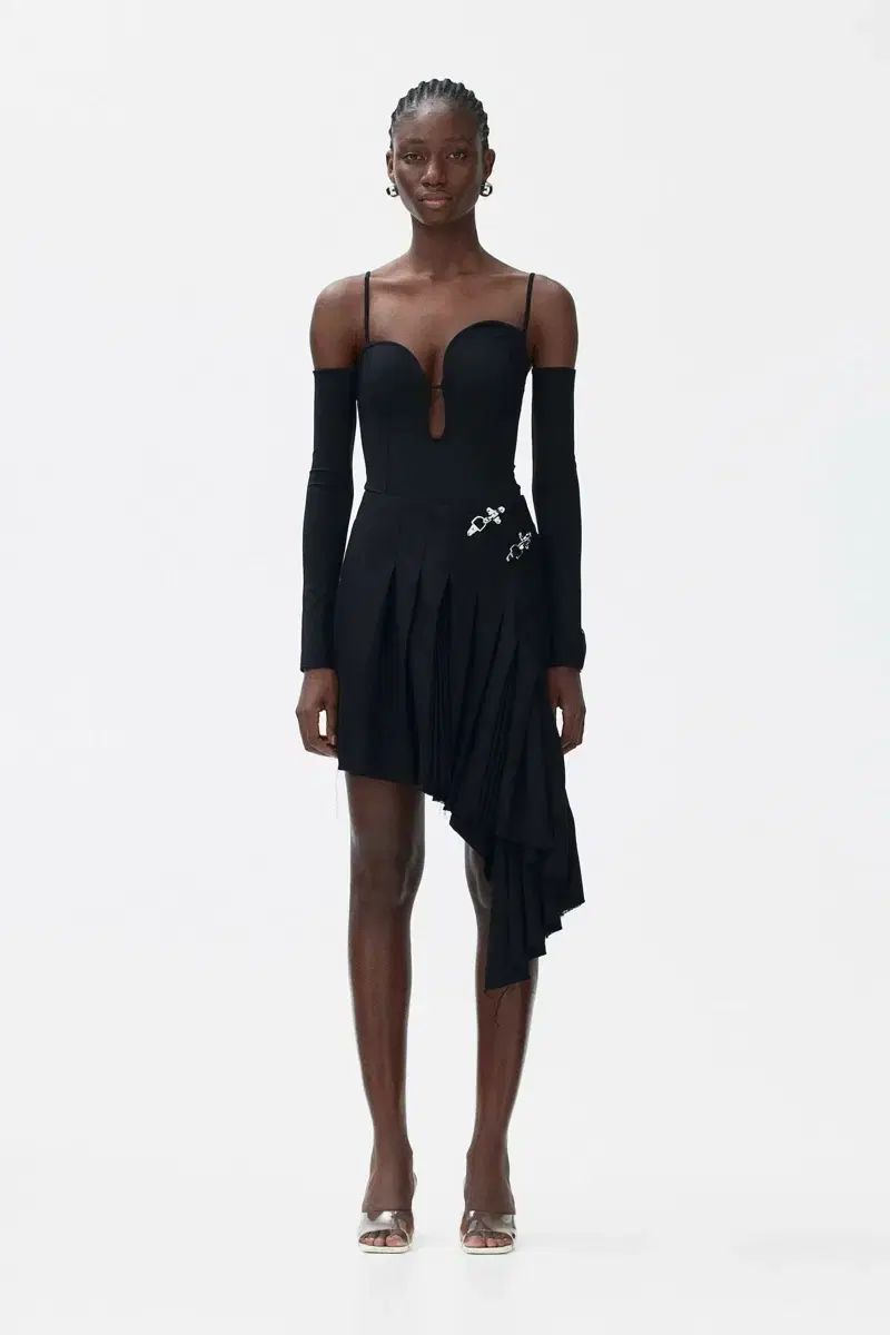 Rokh H-M ウールブレンド アシンメトリック スカート