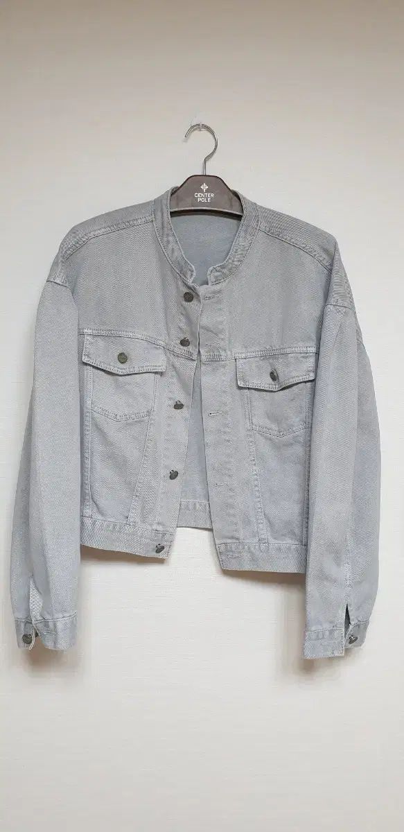 メンズ オーガニックコットン デニム クロップド ジャケット F グレー