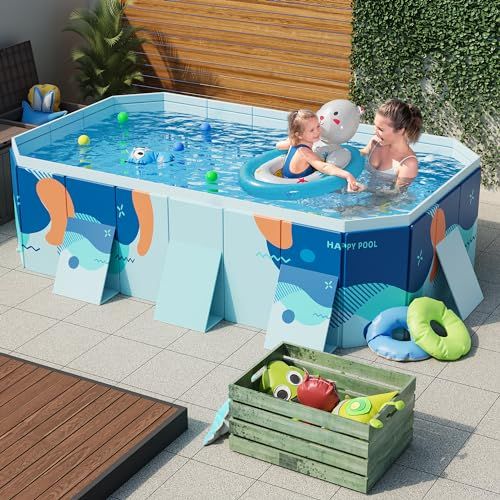 2025新改良 工場直売 折り畳み式プール 空気入れ不要 2.6 M 大型 ビニールプール 折り畳み 収納便利 子供用 ペット用 庭用 耐高温 耐摩擦 安全無毒 水遊び 猛暑対策 家庭用 屋内用 日本語説明書付き 内径229 125 51 cm 外径260 mp