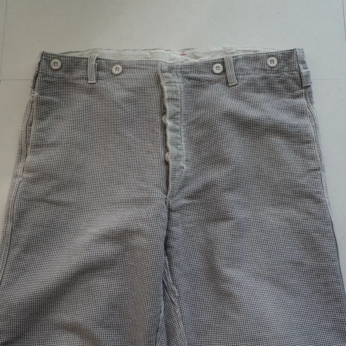 50 s-60 s フレンチ ヘビーコットン ハウンドトゥース シンチバッグ ワークパンツ