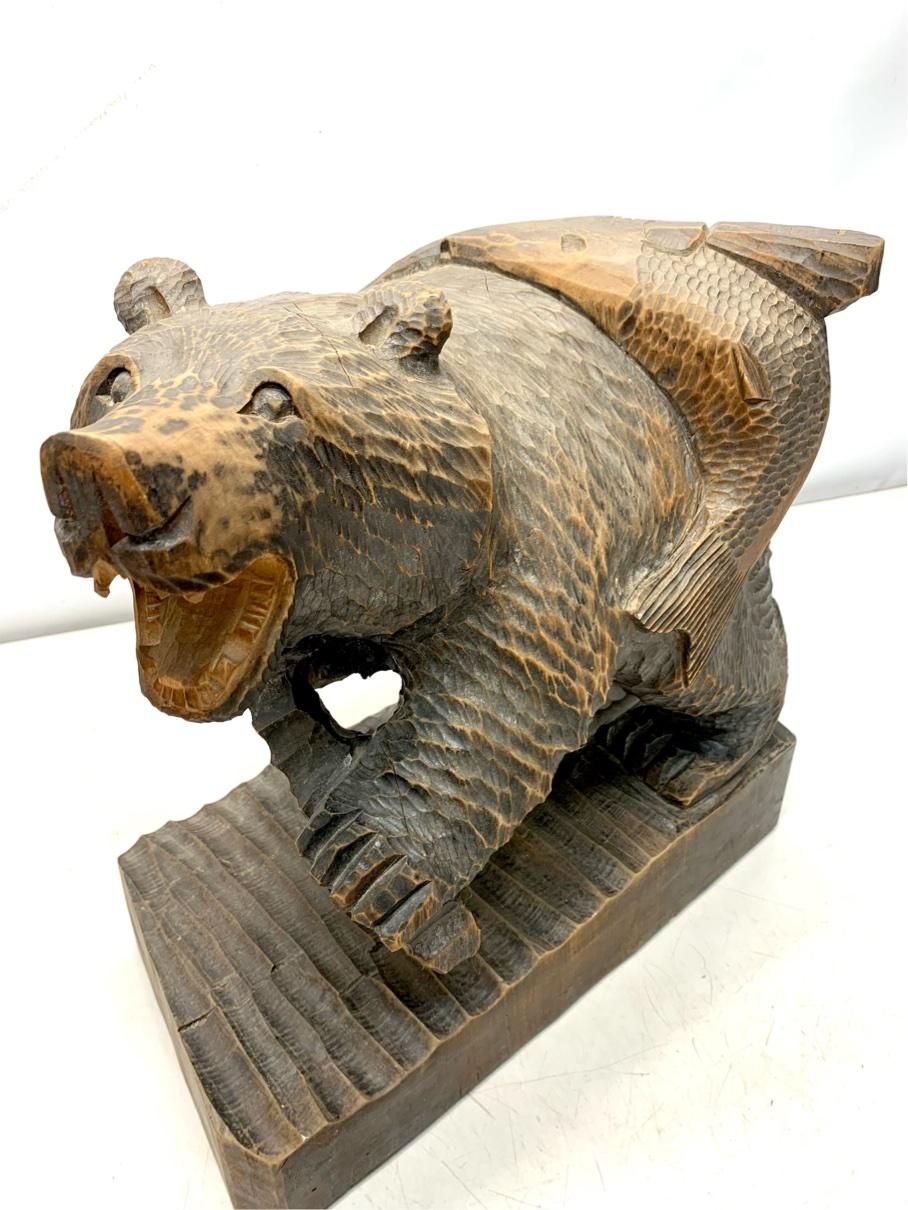 特大 木彫りのくま 彫刻 アイヌ民芸 インテリア ヴィンテージ アンティーク レトロ A9297B10