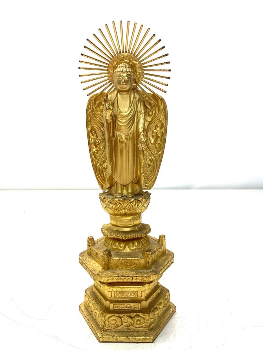 阿弥陀如来 置物 仏像 真鍮 金メッキ アンティーク人形 ヴィンテージ レトロ A9371B06